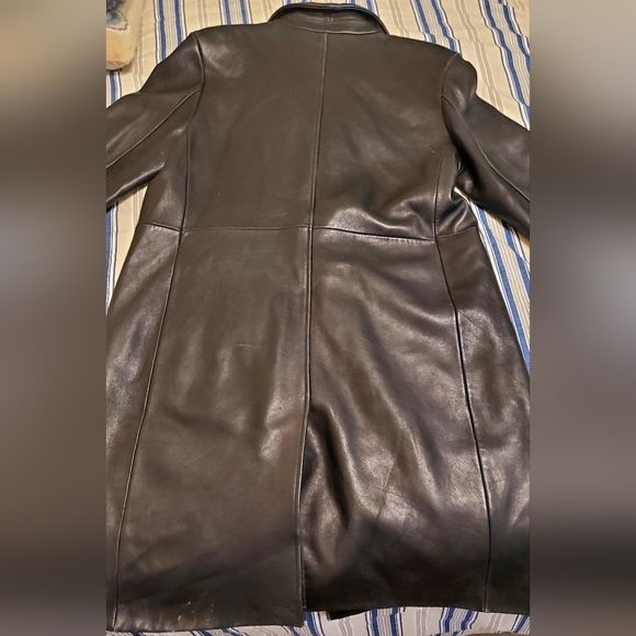 Marc New York Black leather long trench coat - Picture 9 of 9